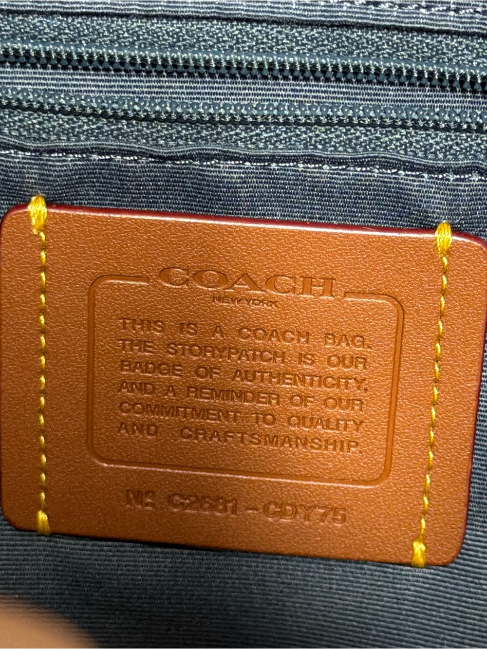 Coach Light Blue Denim Satchel with Red Heart & Orange Tag - Picture 9 of 9